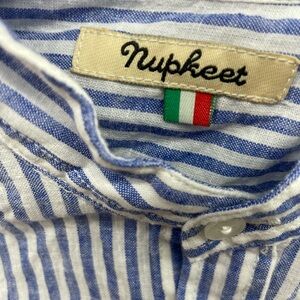 Nupkeet Boys Button Down Blu and White Striped Shirt Size 3